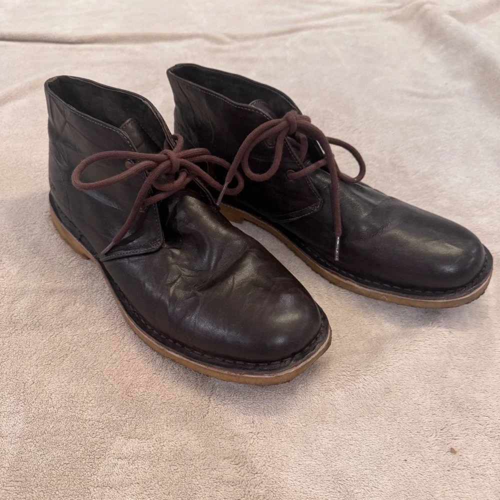 UGG Leighton Dark Brown Leather Chukka Desert Boots Casual Business Shoes Sz 13